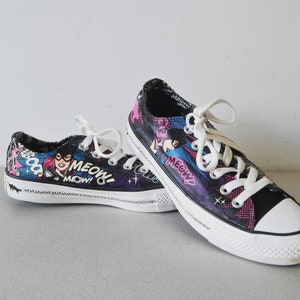 Vintage Converse ALL Star Cat Woman Tennis Shoes Meow Cat Woman
