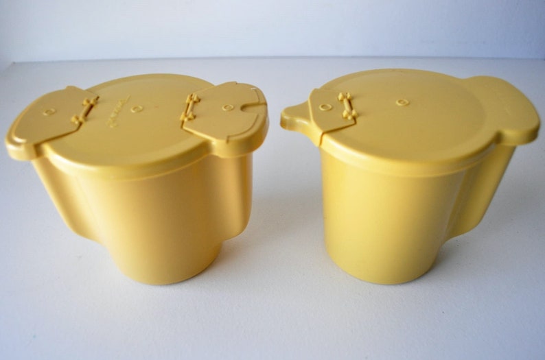 Vintage Tupperware Sugar and Creamer Set in Gold/Harvest Gold Etsy