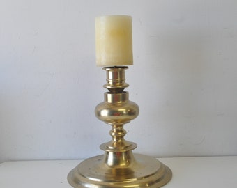 vintage extra large brass pillar candle holders mid century modern candle holders / Holiday candle decor