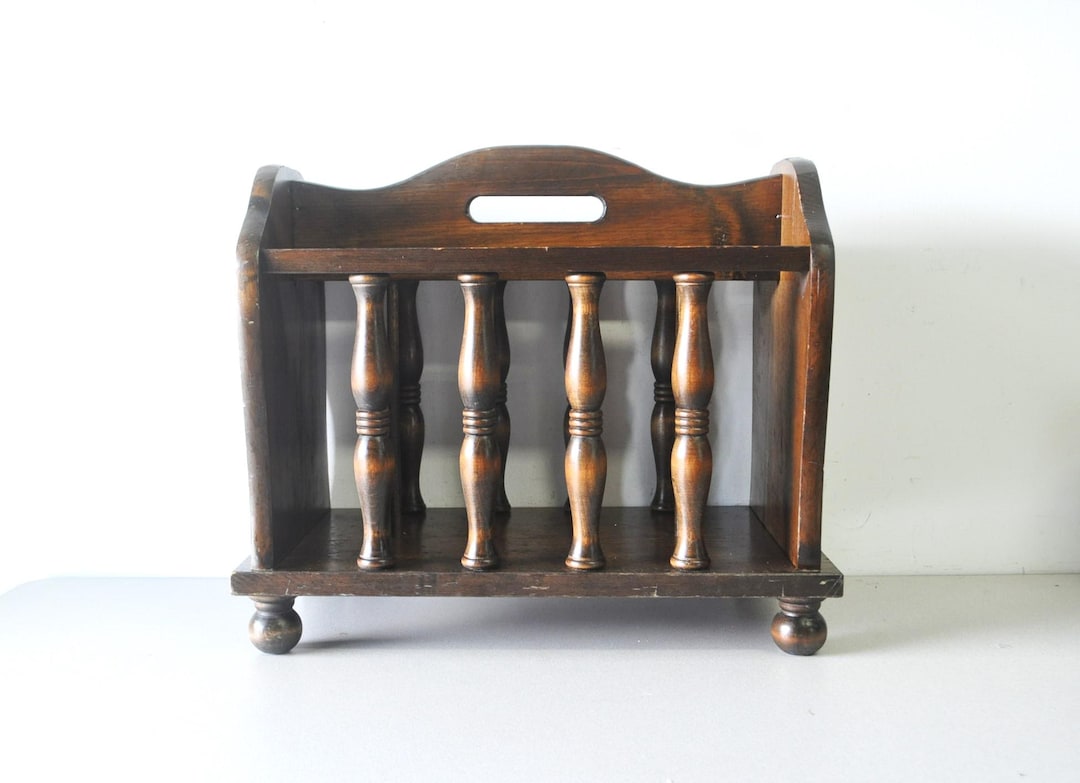 Vintage Butler-style Wood Magazine Rack Book Vinyl Album Holder ...