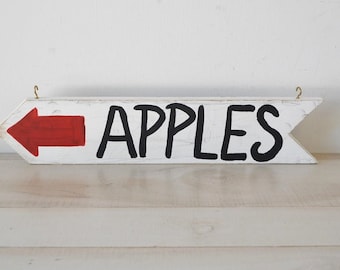 Vintage Amish Double Sided Apples Sign /vintage worn and rustic fruit stand sign /rustic apples wood sign / roadside farmers market sign