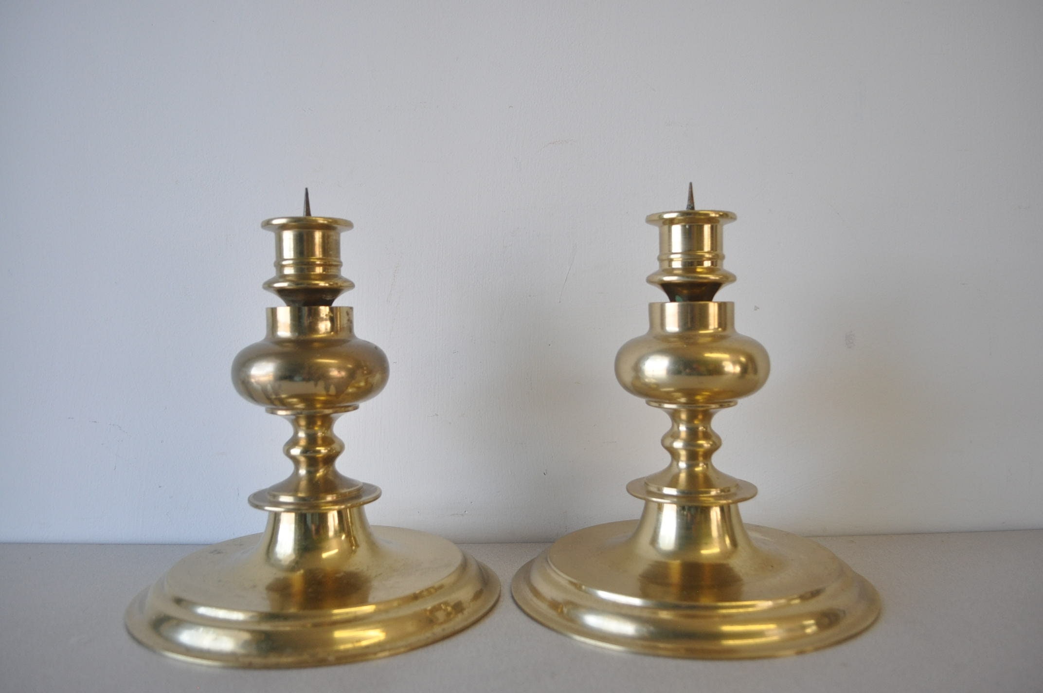 Vintage Extra Large Brass Pillar Candle Holders Mid Century Etsy UK