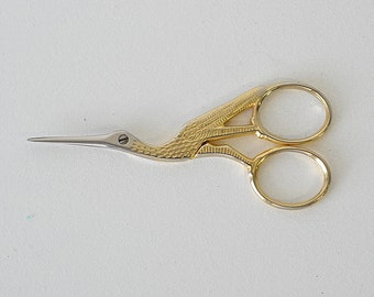 Vintage Stork Scissors Gold Plated Made in Italy/ quilt scissors/ sewing scissors /seamstress gift / quilters gift / knitting gift