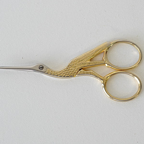 Vintage Stork Scissors Gold Plated Made in Italy/ quilt scissors/ sewing scissors /seamstress gift / quilters gift / knitting gift