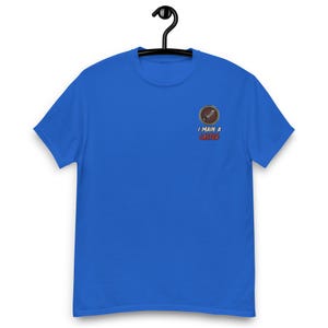 World of Warcraft unisex Classic Tee with &quot;I MAIN A CASTER&quot; Minimalist Embroidered Design - Perfect for WoW Fans