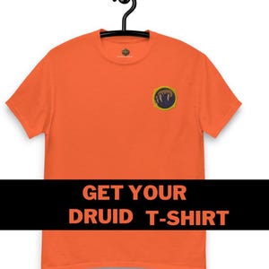 World of Warcraft unisex Classic Tee with &quot;DRUID&quot; Minimalist Embroidered Design - Perfect for WoW Fans