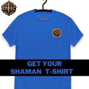 World of Warcraft  unisex Classic Tee with &quot;SHAMAN&quot; Minimalist Embroidered Design - Perfect for WoW Fans