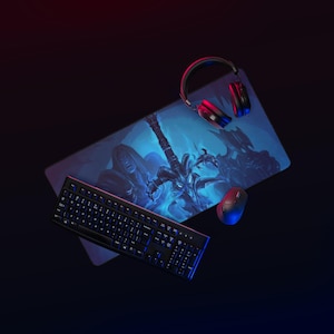 Tapis de bureau Frostmourne – Tapis de souris de jeu WoW, sous-vêtement Warcraft King Lich Sword, grand tapis antidérapant pour joueurs