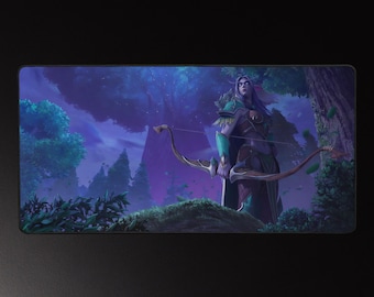 Night Elf Sentinel Desk Mat – Anti-Slip Gaming Mouse Pad Inspired by WoW & Elven Warriors