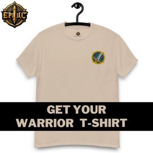 World of Warcraft  unisex Classic Tee with &quot;WARRIOR&quot; Minimalist Embroidered Design - Perfect for WoW Fans
