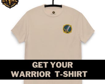 World of Warcraft  unisex Classic Tee with "WARRIOR" Minimalist Embroidered Design - Perfect for WoW Fans