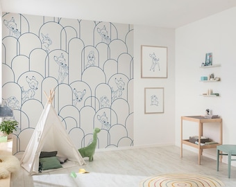 バンビの壁画 | 森の中の暮らしの壁紙 | 保育園の装飾 | 子供用壁紙