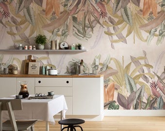 Tropical Leaf Haven Wallpaper | Green Leaf Wall Mural for a Fresh Look