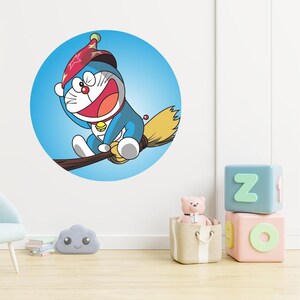 Pegatinas circulares de Doraemon: decoración de pared de anime mágica para niños