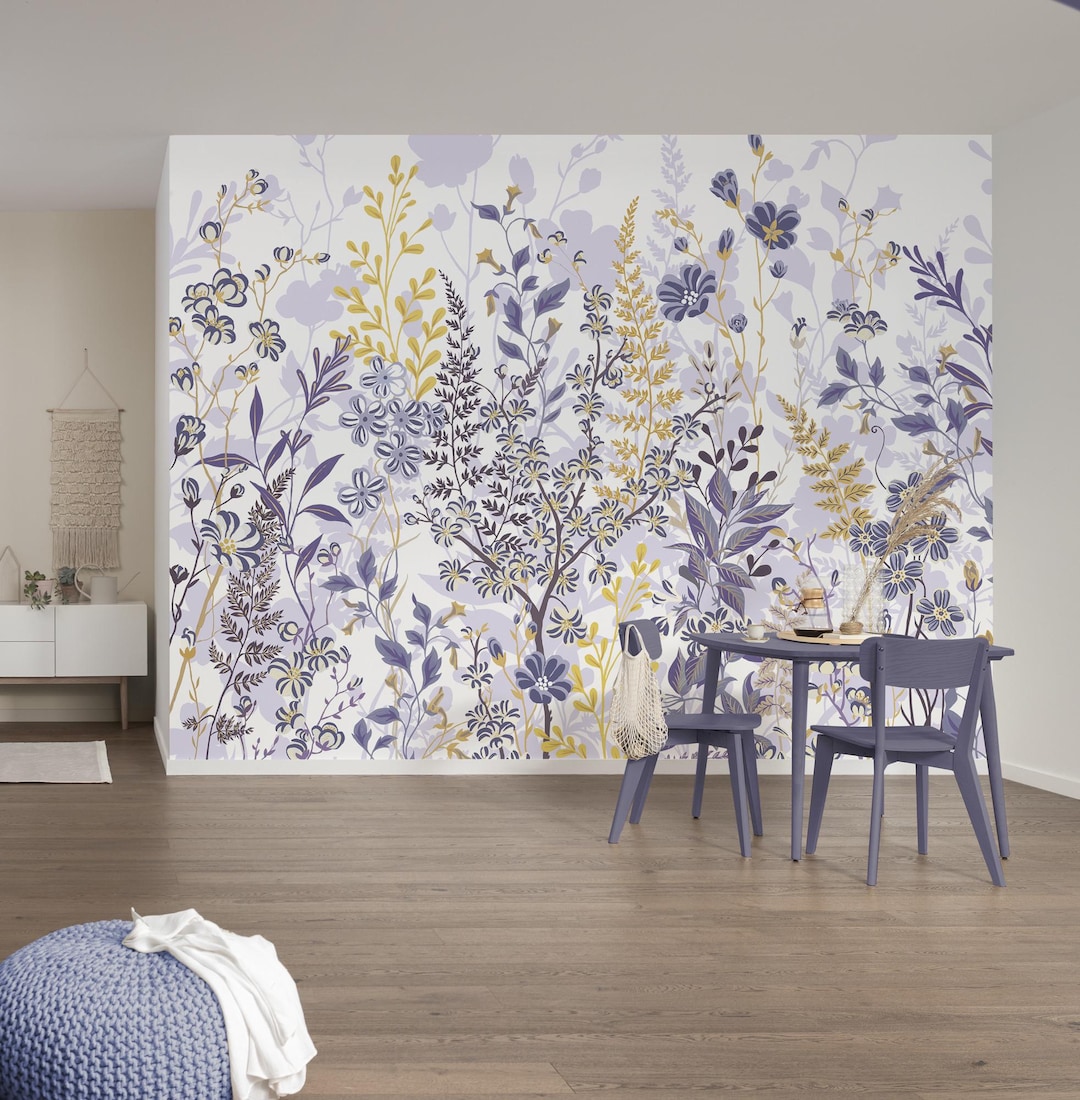 Wildflower Meadow Wallpaper Mural – Vintage Botanical Floral Wall Art ...