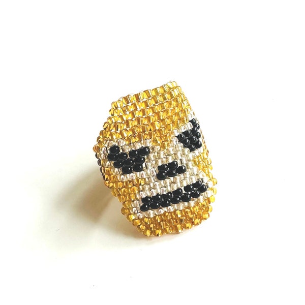 Luchador Mask Ring: Seed Bead Lucha Libre Jewelry