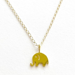 10K Gold Baby Elephant Necklace: Polished Finish