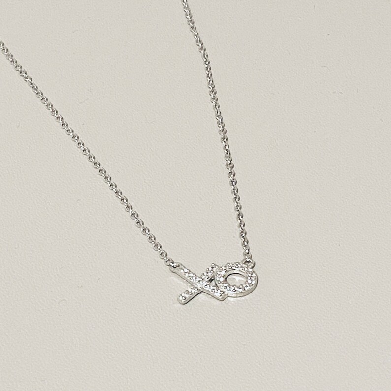 Sterling Silver XO Necklace . Xo Silver Necklace . Mothers Necklace
