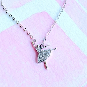 Ballerina Necklace Sterling Silver, Ballet Necklace, Dance Recital Ballet Gift Necklace, Ballerina Jewelry, Dancer Jewelry Gift