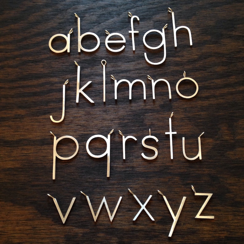 Gold Big Lowercase Letter Necklace . Large Initial Necklace . Big