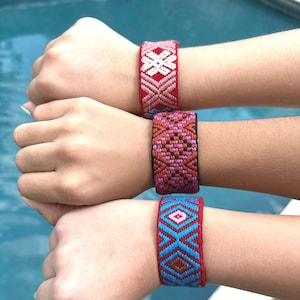 Colorful Embroidered Bracelet, Woven Bracelet,  Mexican Bracelet, Fabric Bracelet, Handmade Bracelet, Unique Bracelet, Everyday Bracelet
