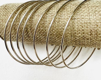 Sterling Silver Bangle Set: Minimalist Stacking Bracelets, Plain polished finish