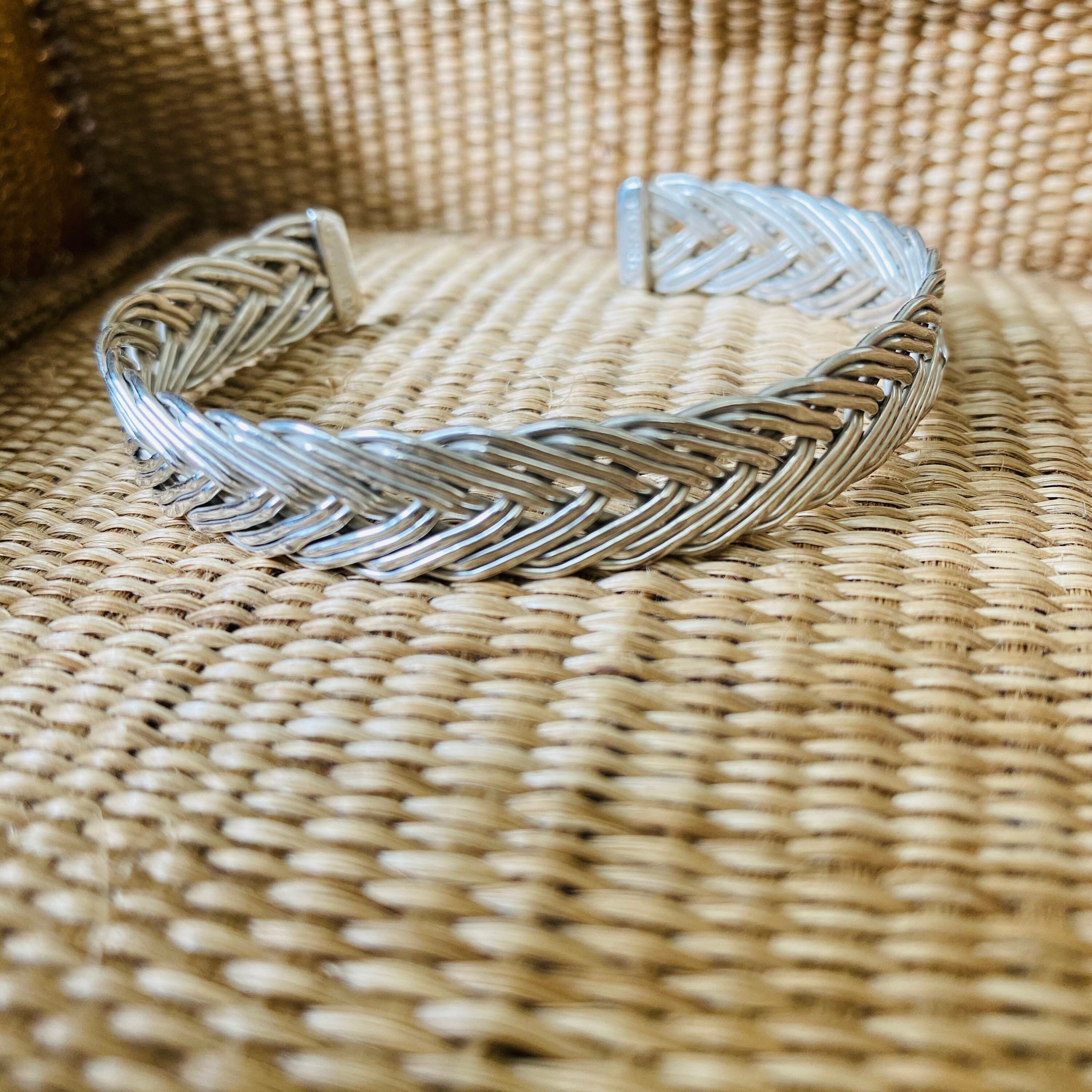 925 Silver BRAIDED ARTISAN BRACELET Bangle .925 Sterling Silver Etsy