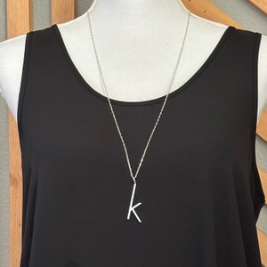 Sterling Silver Initial Necklace: Large Letter Monogram Pendant