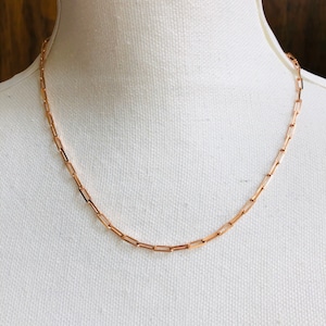 Sterling SILVER ROSE GOLD plated . paperclip . link cable chain . clip necklace  925 silver