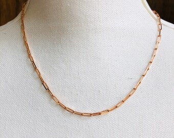 Sterling SILVER ROSE GOLD plated . paperclip . link cable chain . clip necklace  .925 silver