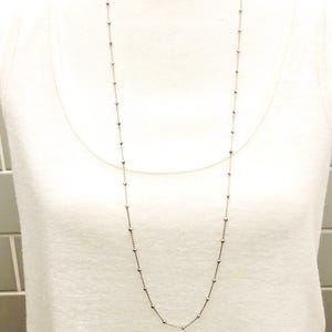 Dainty Sterling Silver Beaded Chain Necklace - Minimalist Layering Necklace, 36”