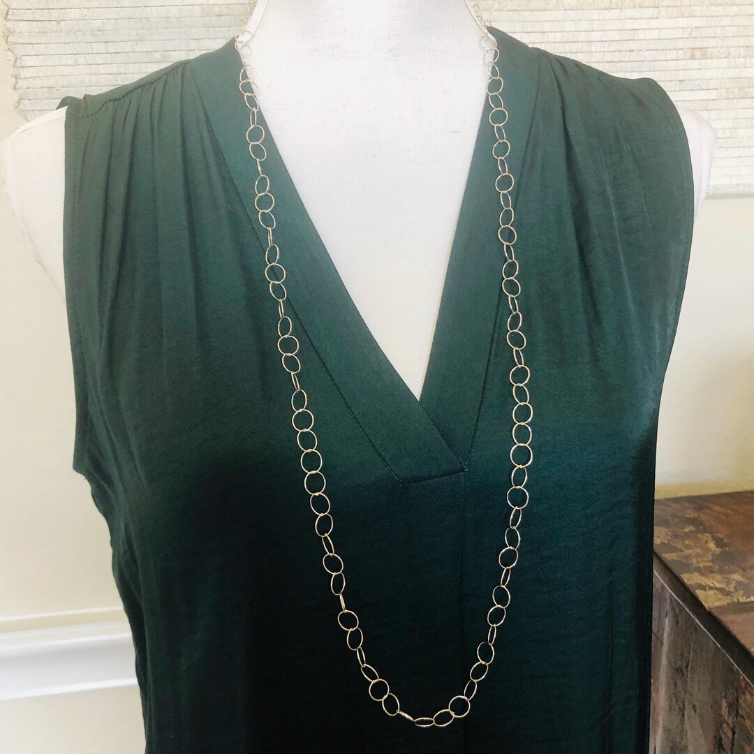 Long Big Link Circles Necklace Sterling Silver, Circles Silver Necklace ...