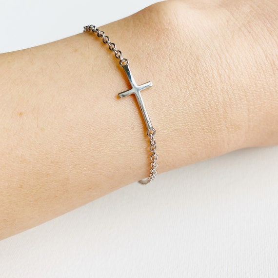 Sideways cross bracelet sterling silver online