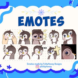 Pingvin-emotepaket Twitch söt streamer-present direktnedladdning Chibi kawaii arktisk fågel submärke Discord-kanalpaket vinteröverlägg hav