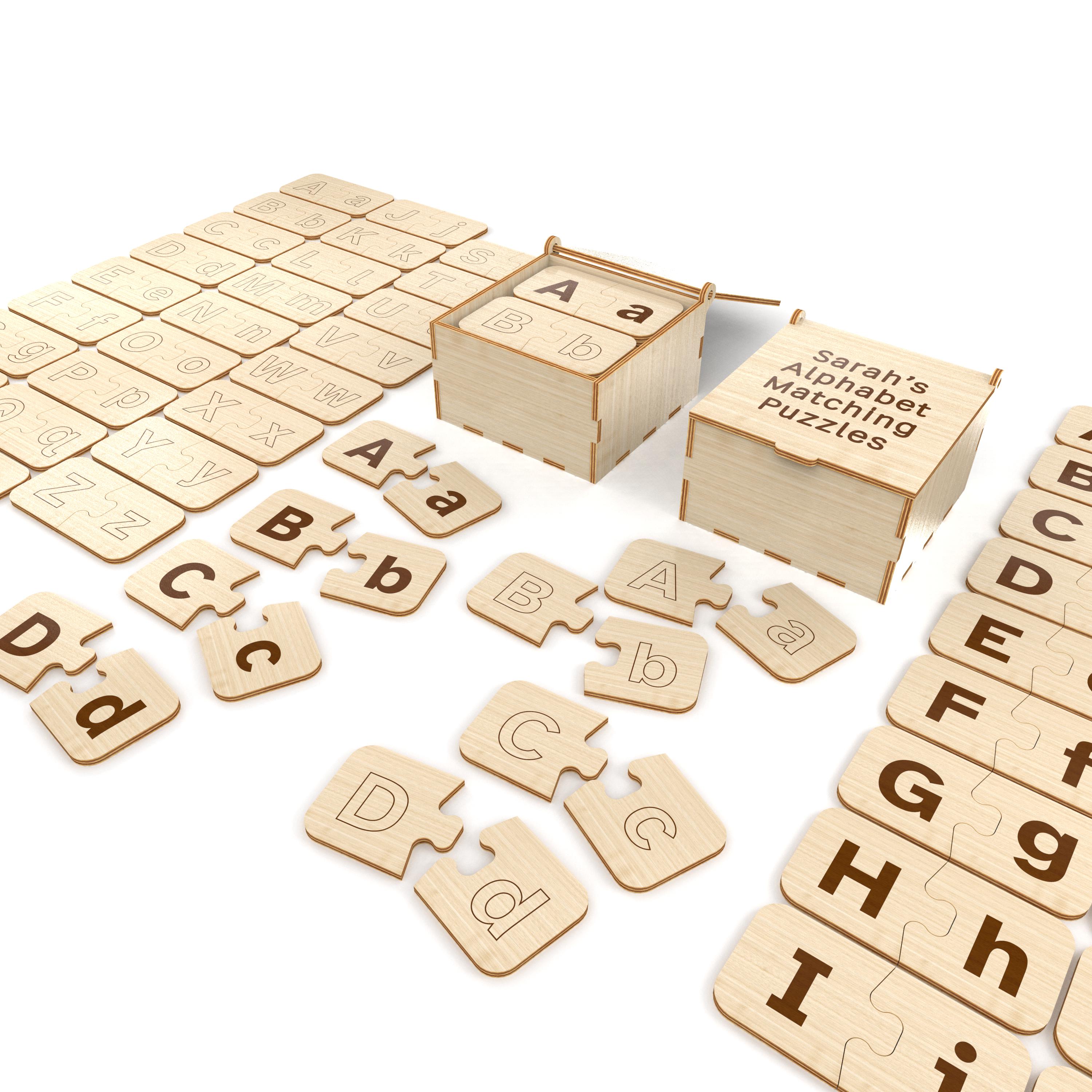 Montessori Alphabet Matching Puzzles, Wooden Alphabet Puzzles for Early ...