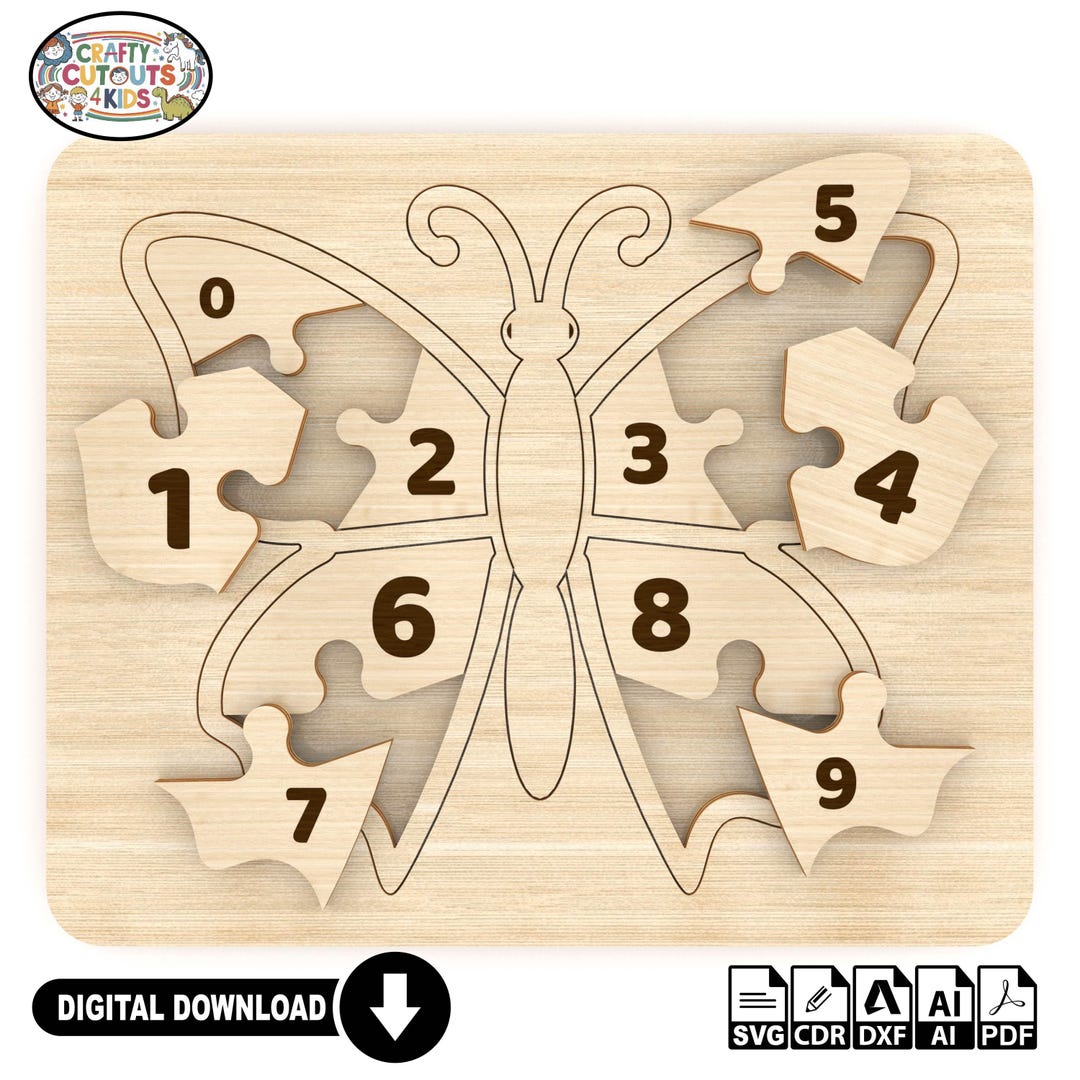 Butterfly Toy Laser Cut Files , Educational Wooden Learning Puzzle for ...
