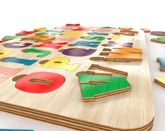 Montessori Alphabet Puzzle Board, Laser Cut Files for Educational