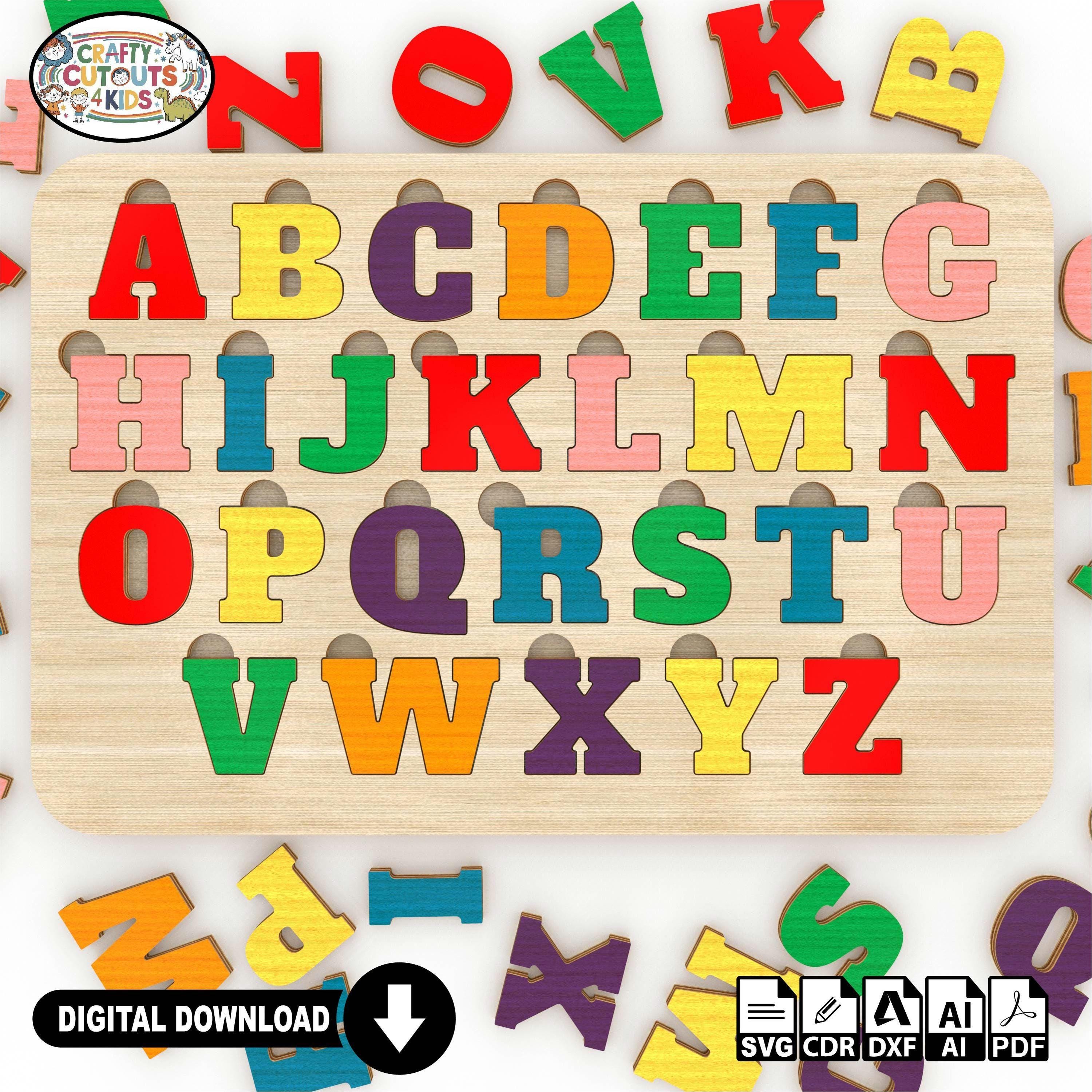 Montessori Alphabet Puzzle Board, Laser Cut Files for Educational