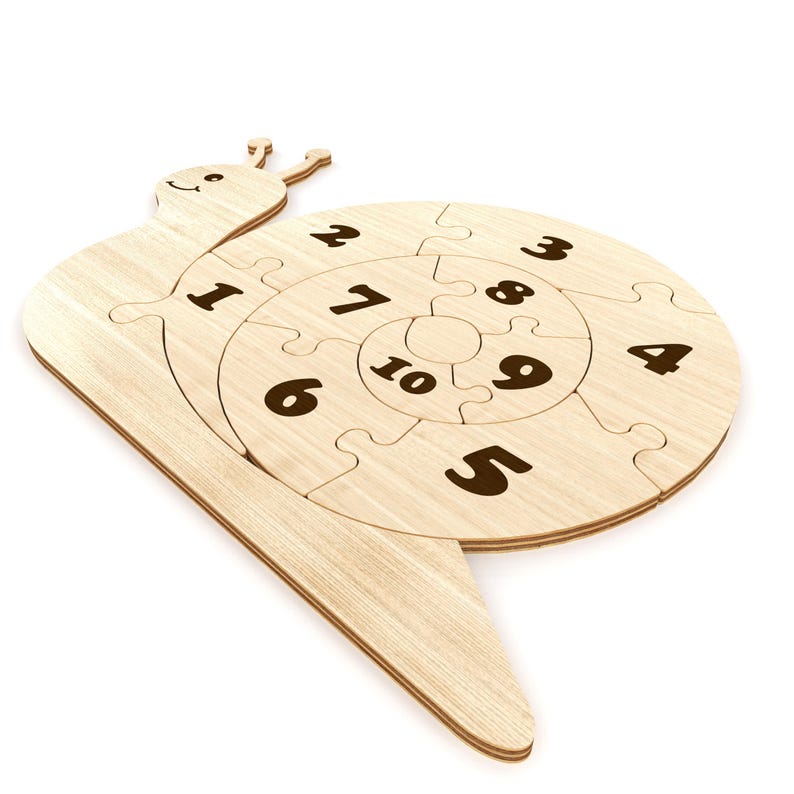 Snail Number Puzzle Laser Cut SVG Files, Educational Wooden Montessori ...