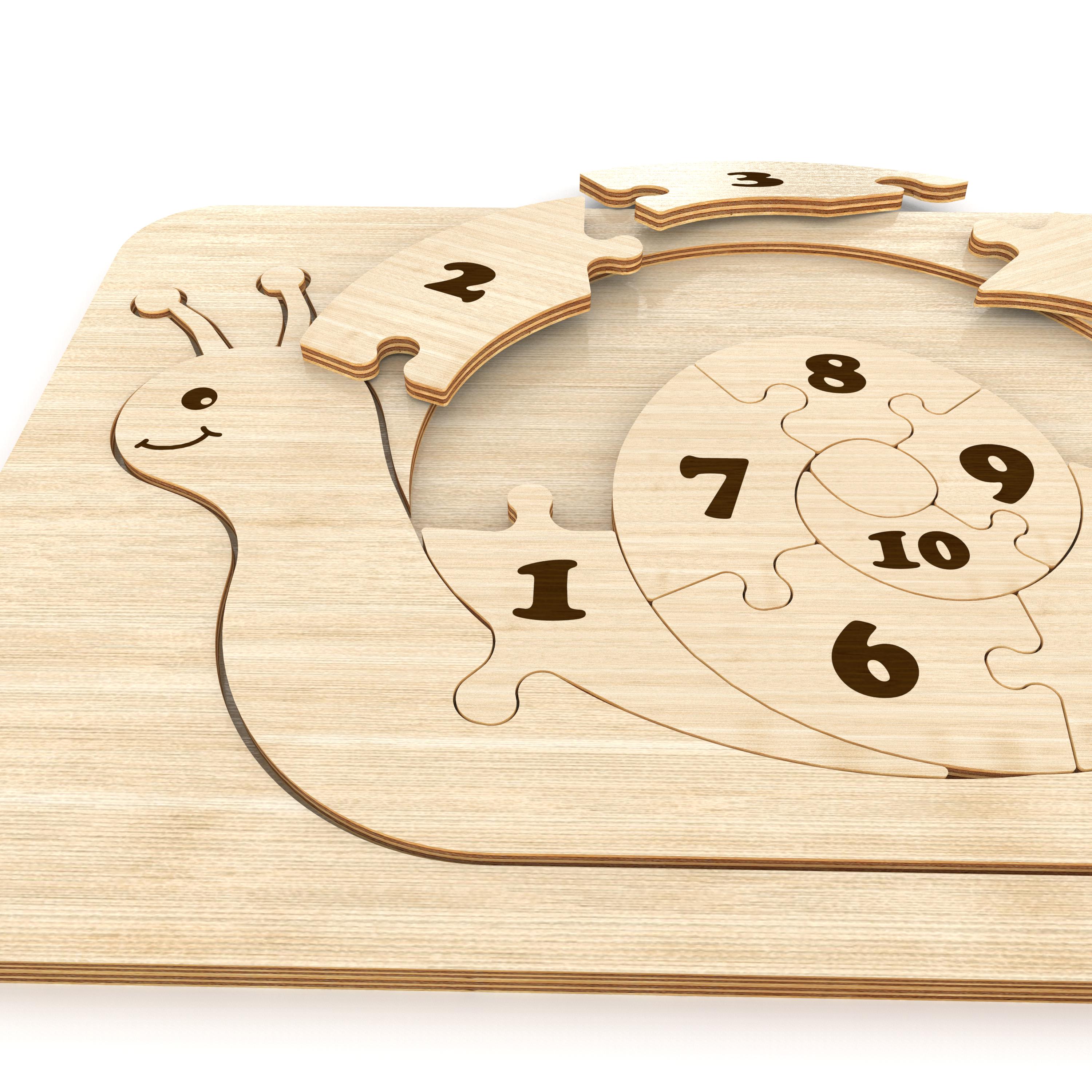 Snail Number Puzzle Laser Cut SVG Files, Educational Wooden Montessori ...