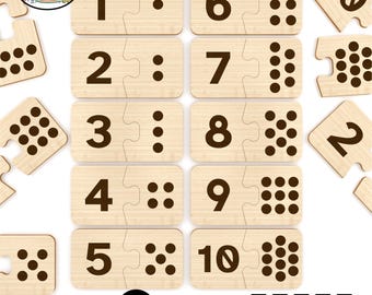 Montessori Number Puzzle for Kids, Wooden Counting Activity, Educational Toddler Toy, Preschool Math Game, Baby Gift for Early Education