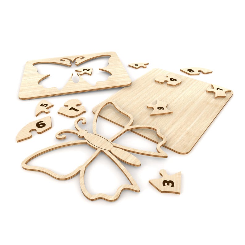 Butterfly Toy Laser Cut Files , Educational Wooden Learning Puzzle for ...