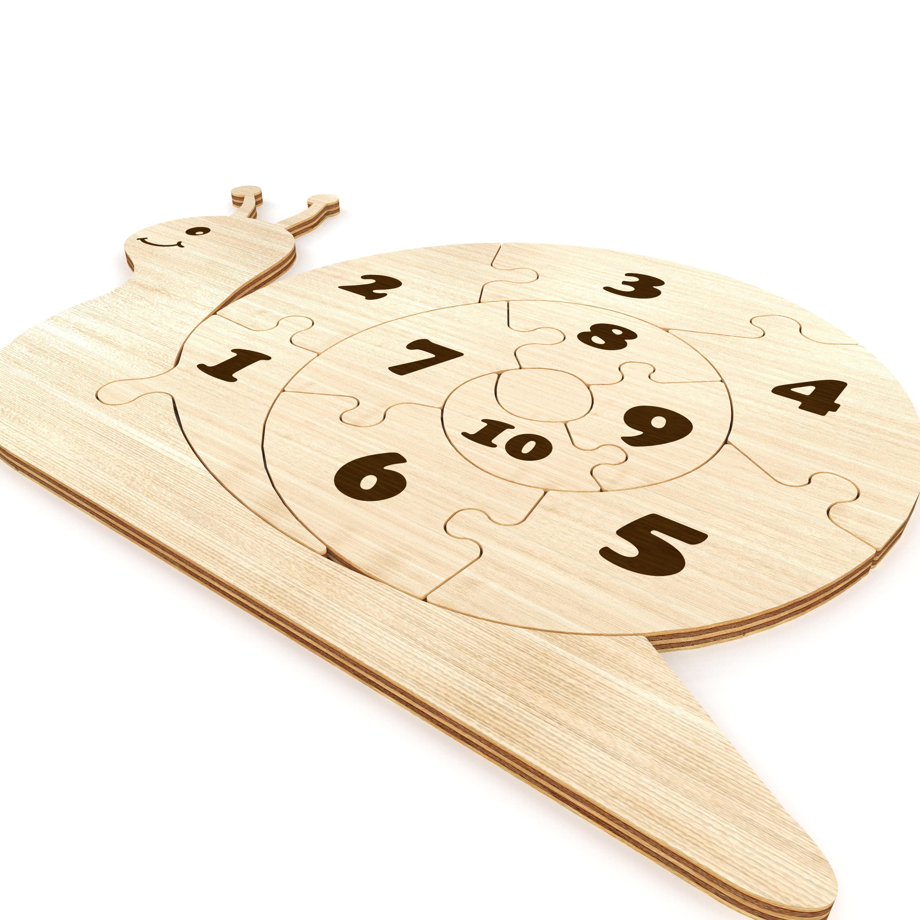 Snail Number Puzzle Laser Cut SVG Files, Educational Wooden Montessori ...