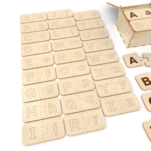 Montessori Alphabet Matching Puzzles, Wooden Alphabet Puzzles for Early ...
