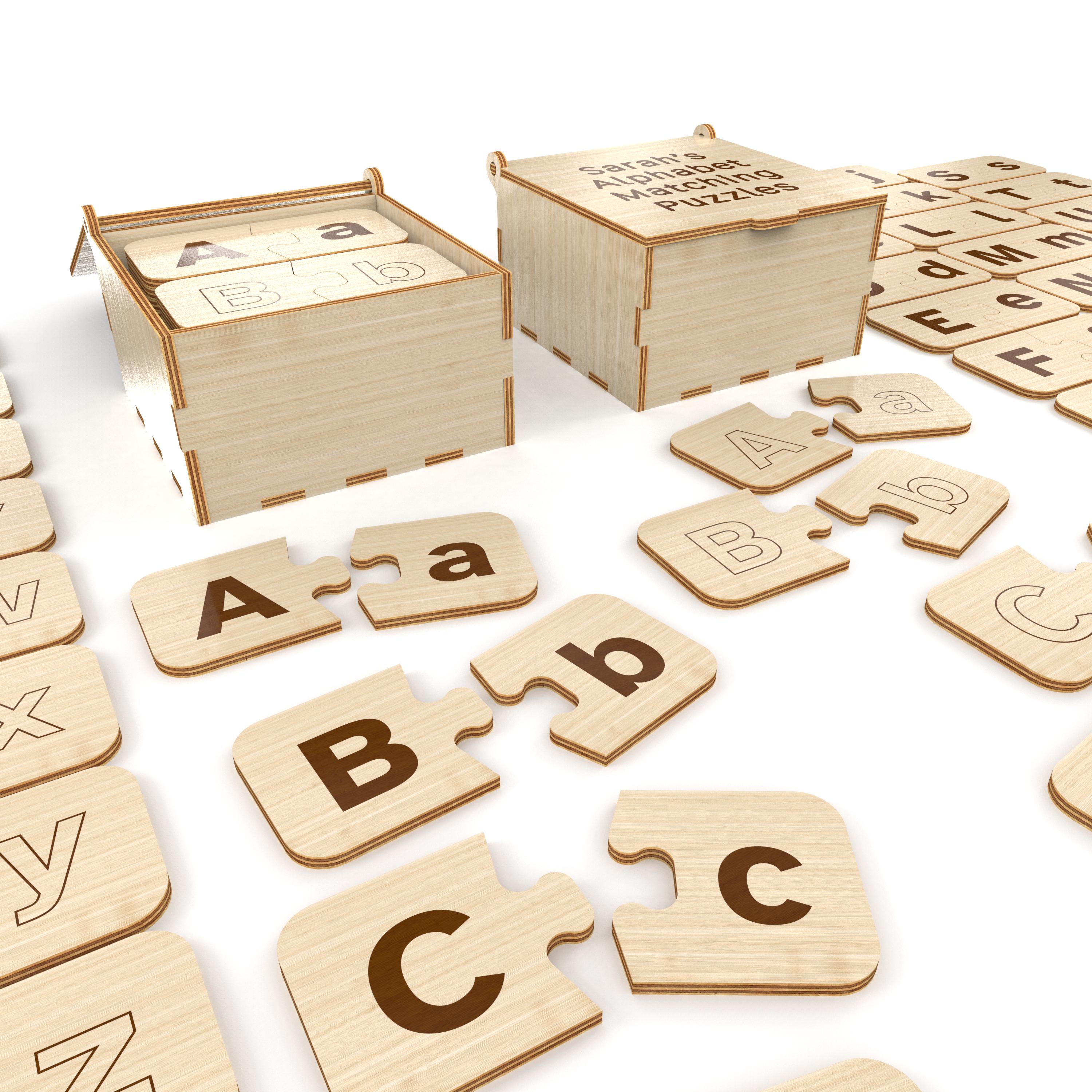 Montessori Alphabet Matching Puzzles, Wooden Alphabet Puzzles for Early ...