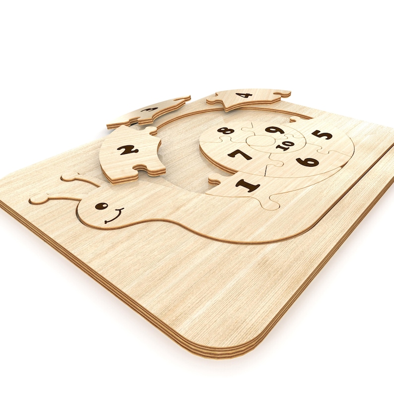 Snail Number Puzzle Laser Cut SVG Files, Educational Wooden Montessori ...