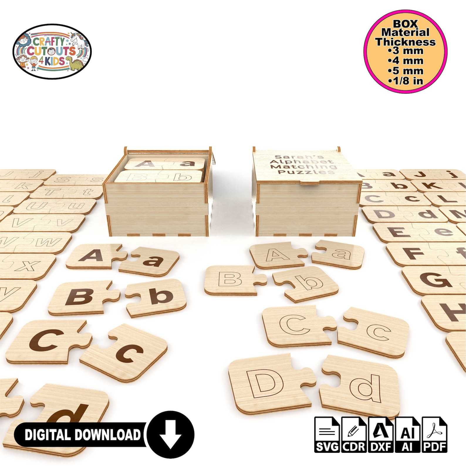 Montessori Alphabet Matching Puzzles, Wooden Alphabet Puzzles for Early ...
