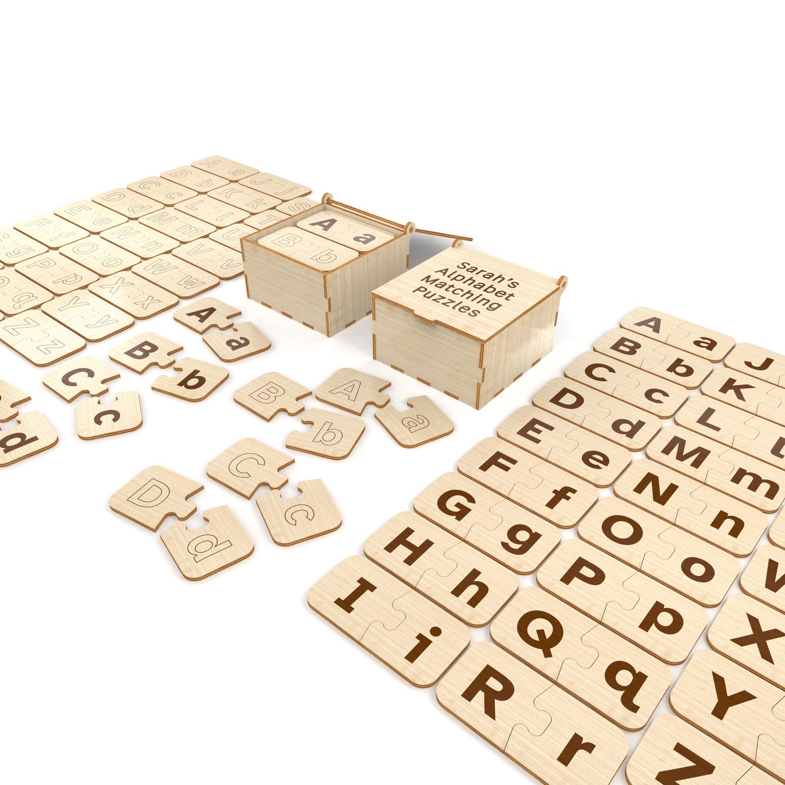 Montessori Alphabet Matching Puzzles, Wooden Alphabet Puzzles for Early ...