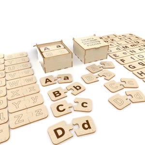 Montessori Alphabet Matching Puzzles, Wooden Alphabet Puzzles for Early ...