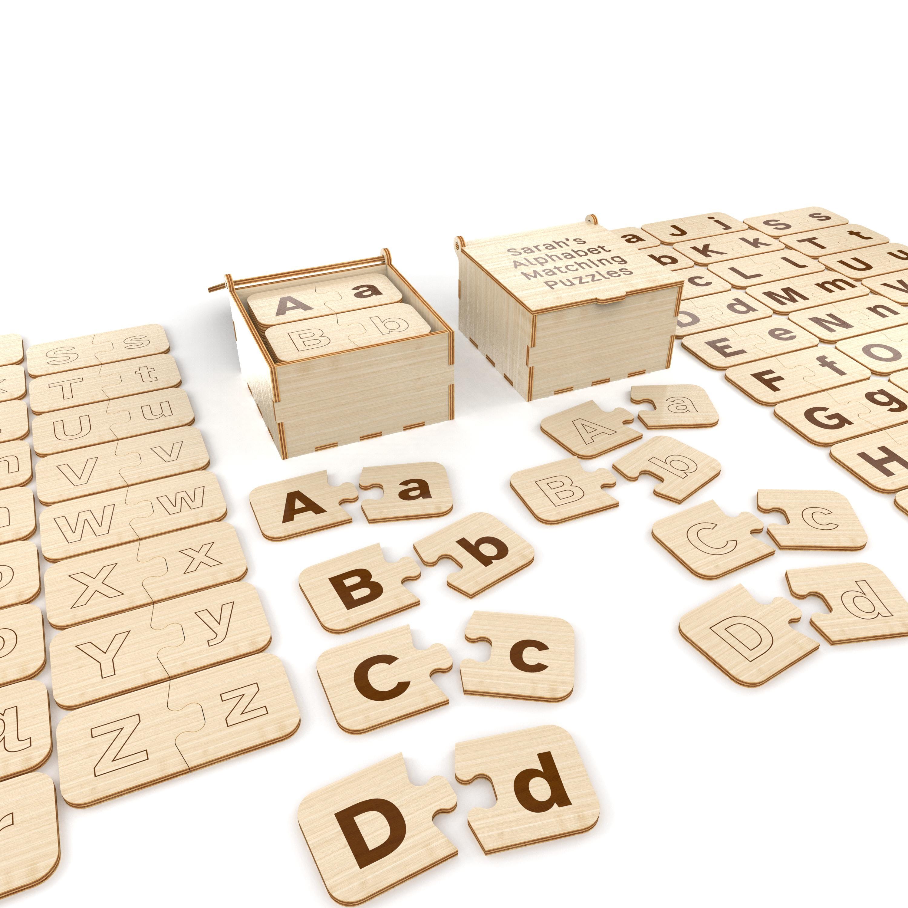 Montessori Alphabet Matching Puzzles, Wooden Alphabet Puzzles for Early ...